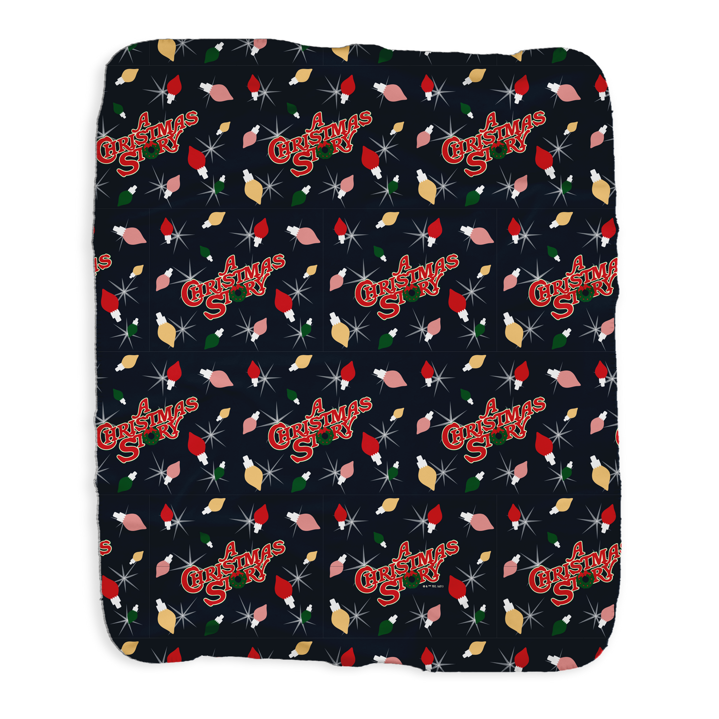 A Christmas Story Lights Sherpa Blanket