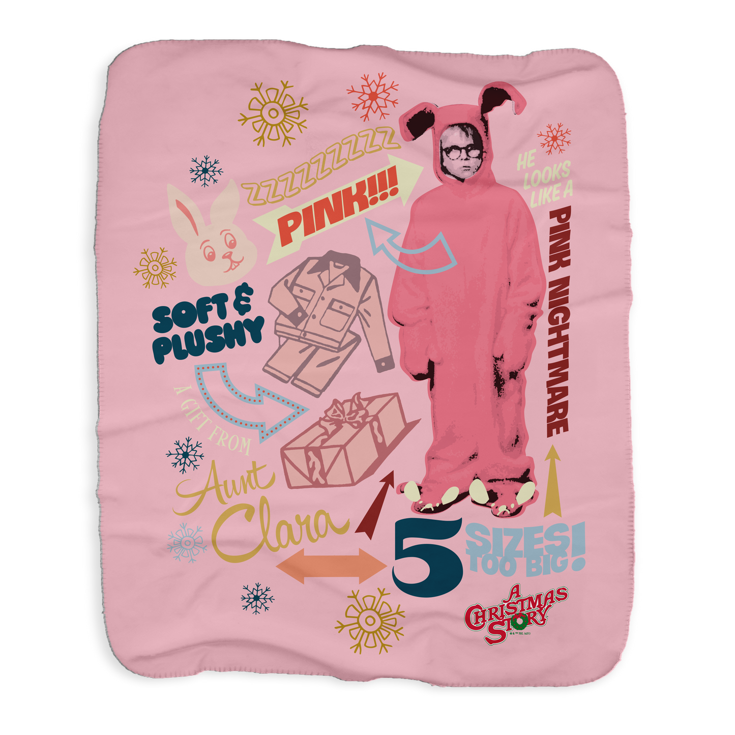 A Christmas Story Pink Nightmare Sherpa Blanket