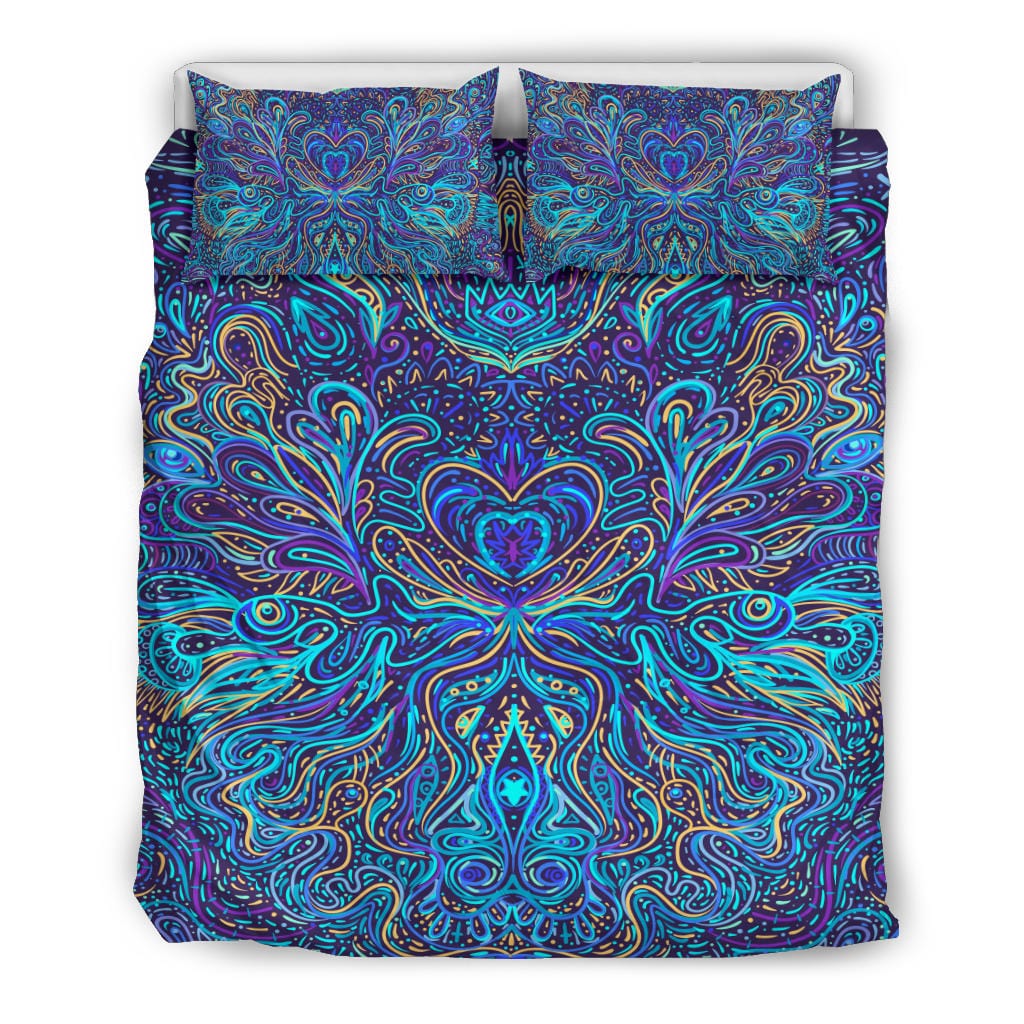Trippy Psychedelic Blue Turquoise Quilt, Doona & Duvet Covers