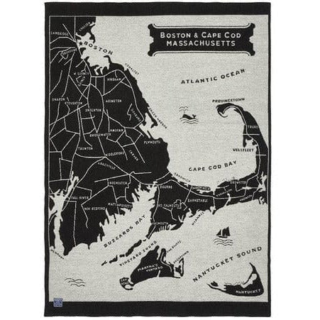 1 Boston Map Wool Throw - Black/Smoke Gray