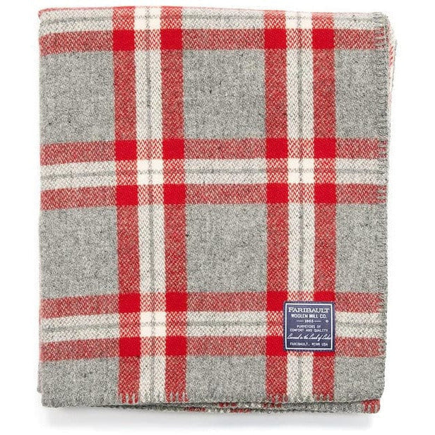 1 Minnehaha Falls Wool Throw - Red/Gray
