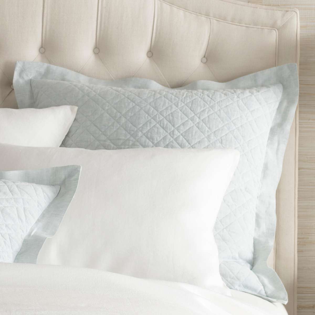Washed Linen Sky Quilted Sham