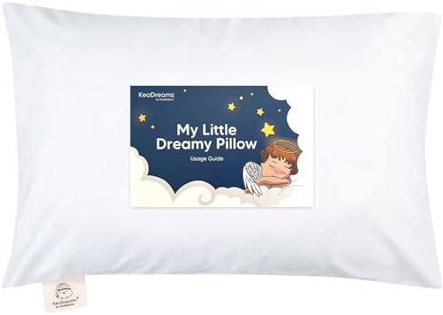 Toddler Pillow with Pillowcase - 13x18 My Little Dreamy Pillow, Organic Cotton Toddler Pillows for Sleeping, Kids Pillow, Travel Pillows, Mini Pillow, Nursery Pillow, Toddler Bed Pillow (Soft White)