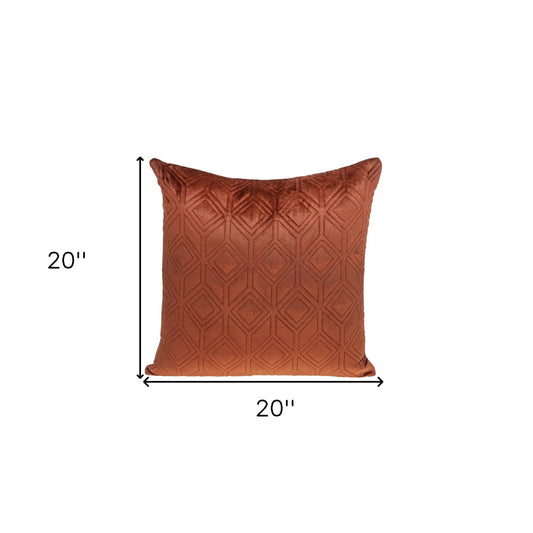 Tufted Diamonds Terra Cotta Velvet Accent Pillow
