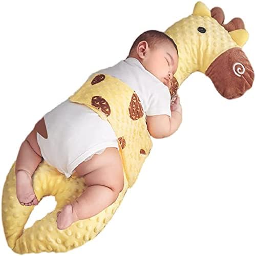 Ylucky Newborn Baby Sleep Pillow Infant Cartoon Multifunctional Soothing Pillow Toddler Curve Exhaust Stuffed Pillow Anti Roll Side Sleeping Pillow with Fixing Belt, Photo Prop Shower Gift