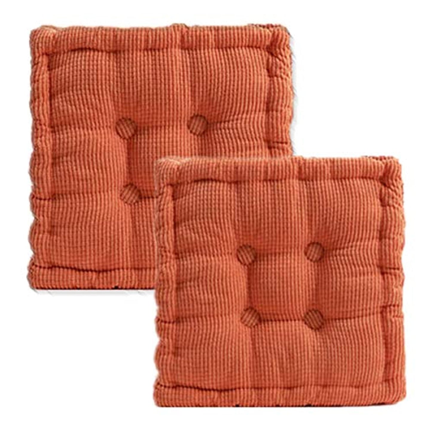 (Set of 2) Square Tufted Floor Pillow Chair Pad Sofa (Orange)