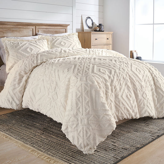 3-Piece Full/Queen Duvet Cover Set Machine Washable, Off-White