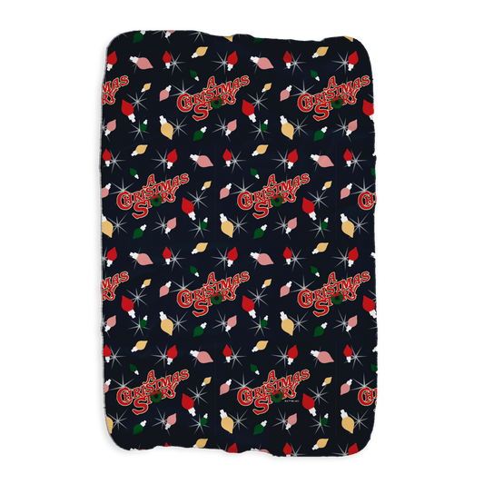 A Christmas Story Lights Sherpa Blanket