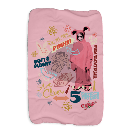 A Christmas Story Pink Nightmare Sherpa Blanket