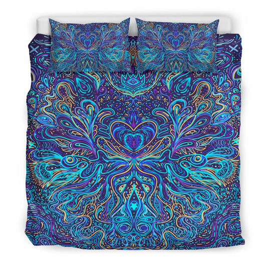 Trippy Psychedelic Blue Turquoise Quilt, Doona & Duvet Covers