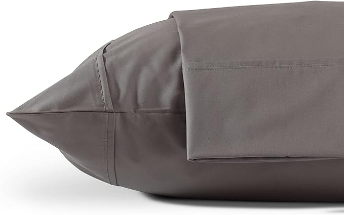 100% Cotton Percale Pillowcases Queen Size, White, 2 Pieces of Pillow Case, Crisp