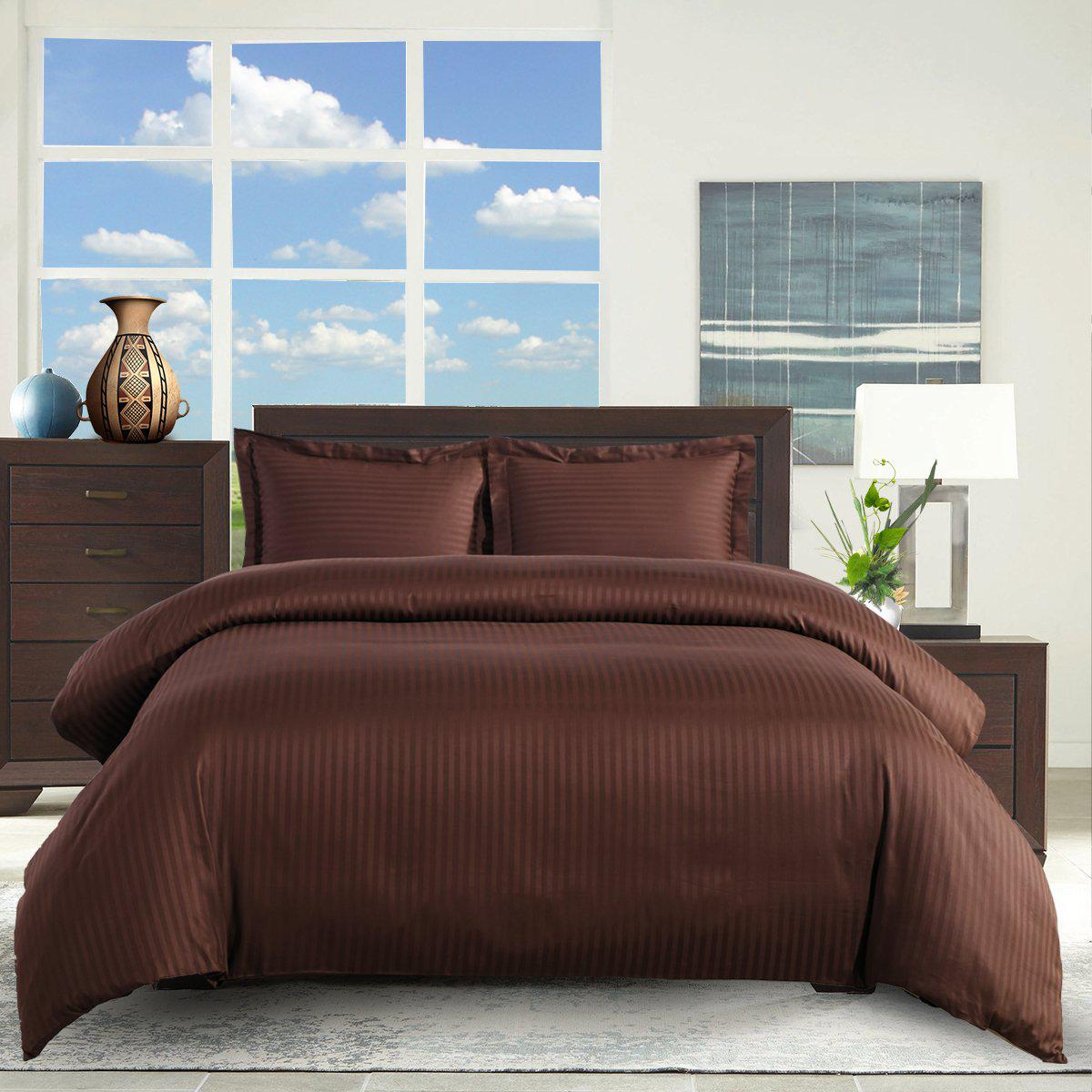 100% Cotton Duvet Cover Set Damask Stripe