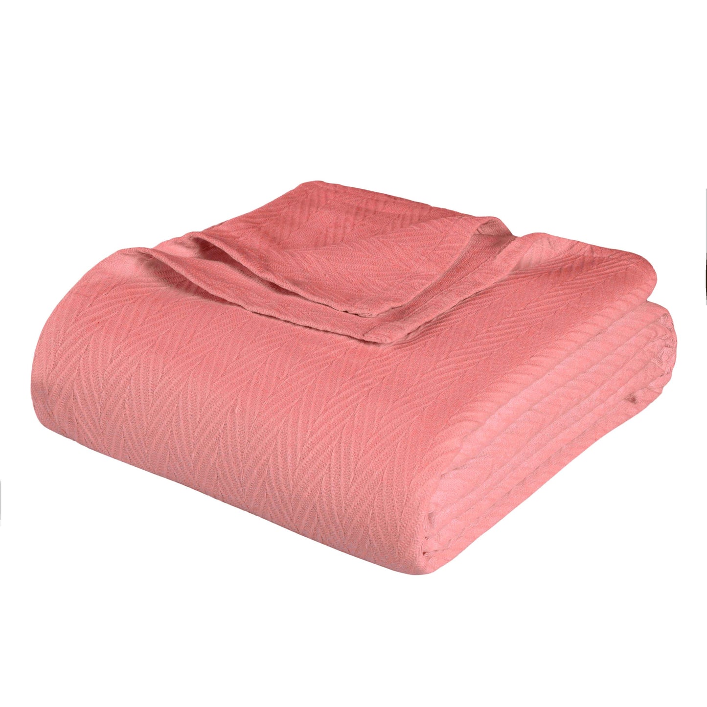 All-Season Chevron Cotton Bed Blanket & Sofa Throw - Coral