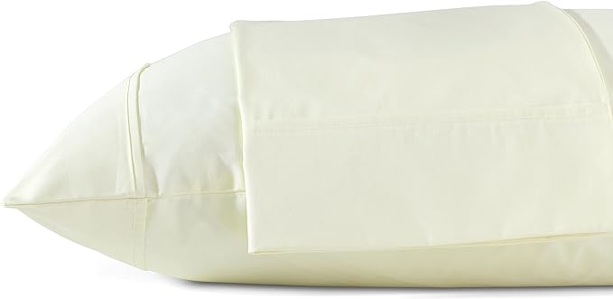 100% Cotton Percale Pillowcases Queen Size, White, 2 Pieces of Pillow Case, Crisp