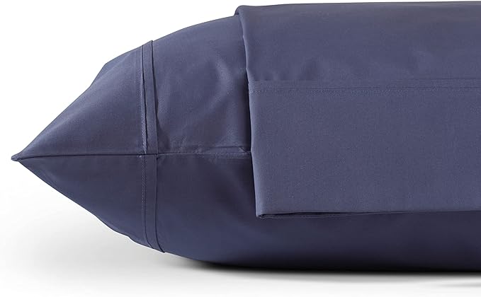 100% Cotton Percale Pillowcases Queen Size, White, 2 Pieces of Pillow Case, Crisp