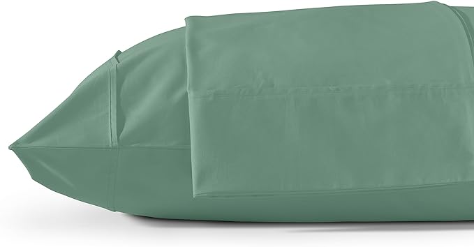 100% Cotton Percale Pillowcases Queen Size, White, 2 Pieces of Pillow Case, Crisp