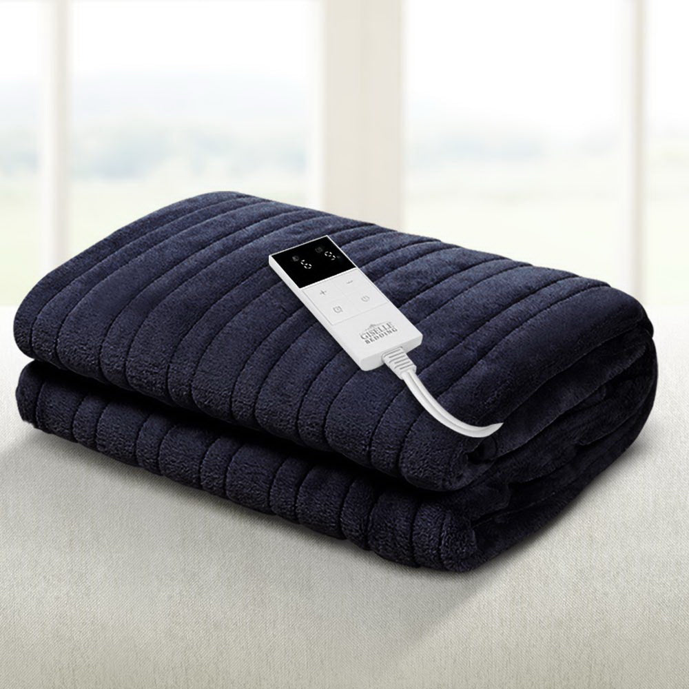 Watson Electric Throw Soft Blanket Heated Rug Fleece Snuggle Washable - Charcoal