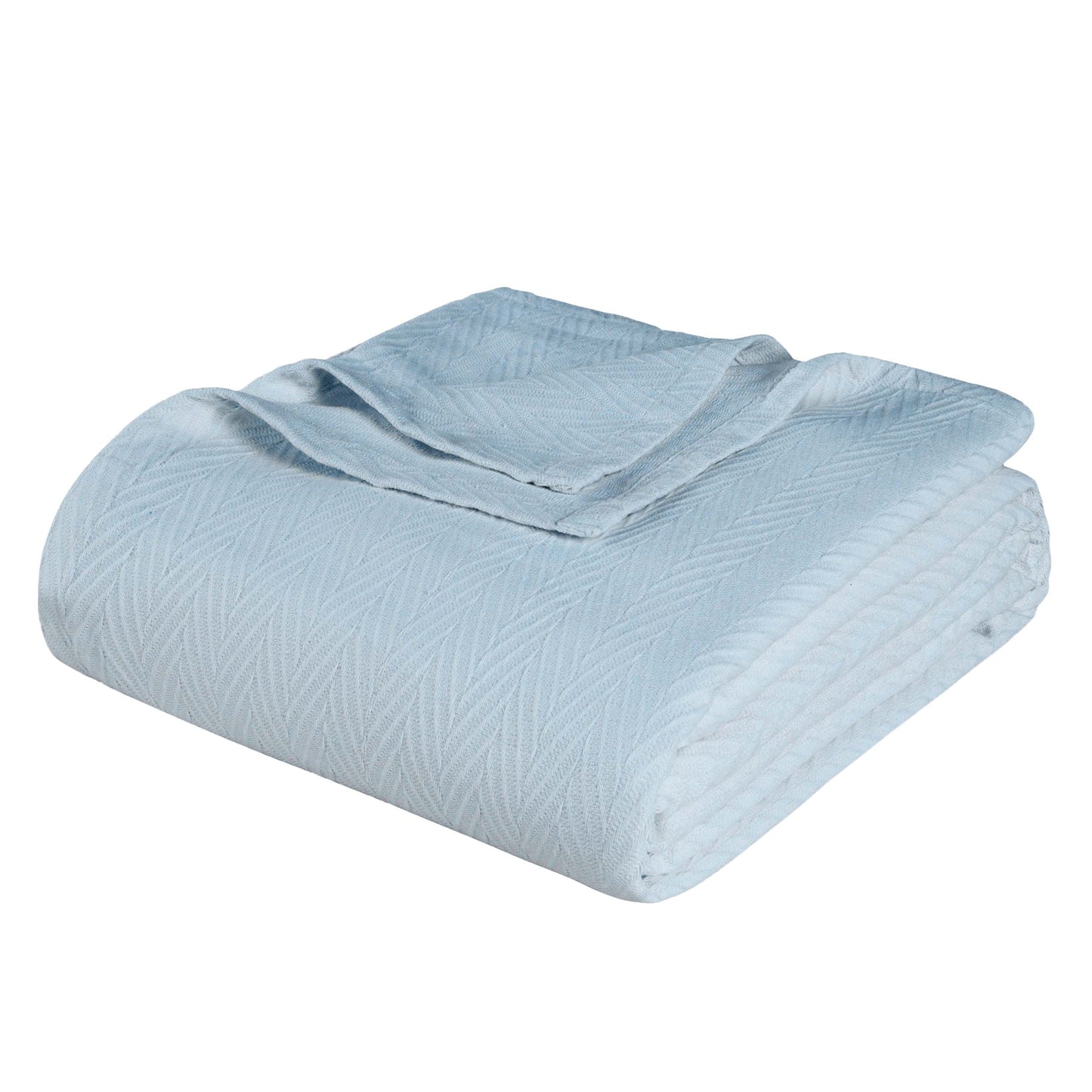 All-Season Chevron Cotton Bed Blanket & Sofa Throw - Light Blue