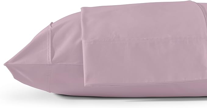 100% Cotton Percale Pillowcases Queen Size, White, 2 Pieces of Pillow Case, Crisp