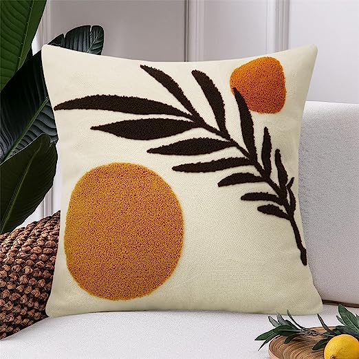 Abstract Boho Pillow Covers 18x18,Soft Mid Century Geometric Floral Decorative Throw Pillows for Couch Bed Sofa Bedroom（Only 1 Pillow Cover）