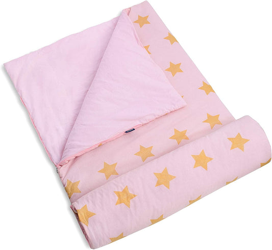 Wildkin Kids Original Sleeping Bag Toddler Girls, 57 x 30 Inches, Pink, Stars