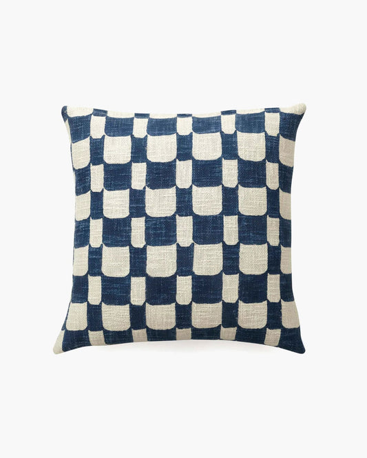 Aakar Checkered Throw Pillow Throw Pillows Casa Amarosa Indigo Without Insert