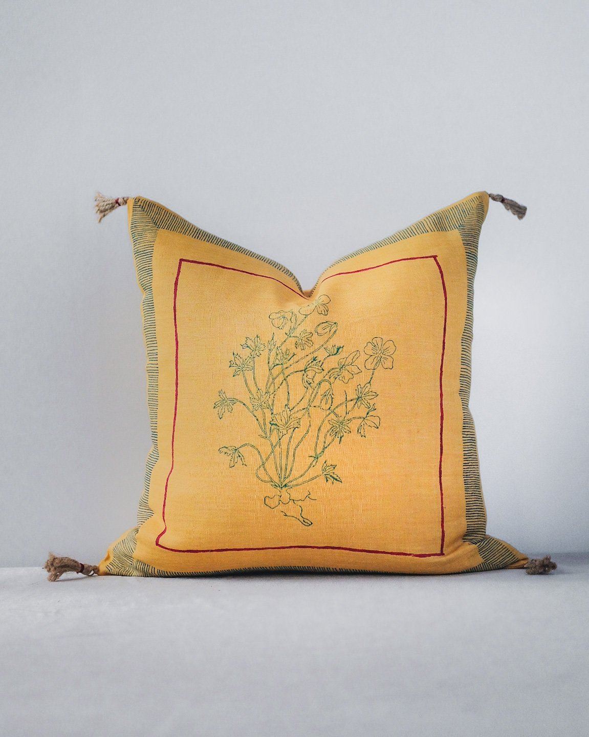 Aditi Linen Throw PIllow Cover - Yellow