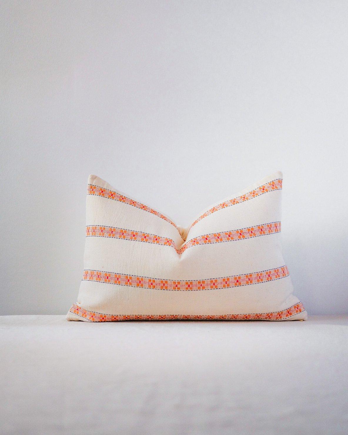 Asima Throw Pillow Cover - Orange + Cream