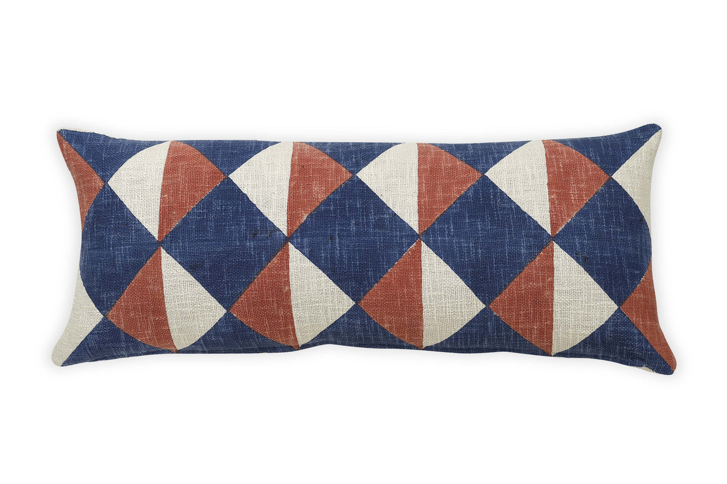 Casa Amarosa Aakar Block Printed Lumbar Throw Pillow, Blue - 12x30 inch CUSHIONS Casa Amarosa