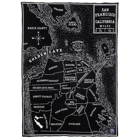 1 San Francisco Map Wool Throw  -  Black/Smoke Gray
