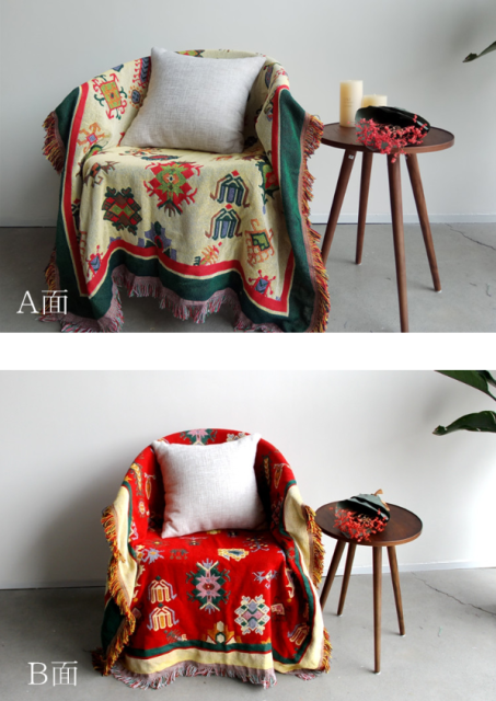 Vintage Country Plaid Double-Sided Sofa Blanket