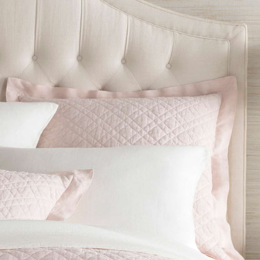 Washed Linen Slipper Pink Quilted Sham